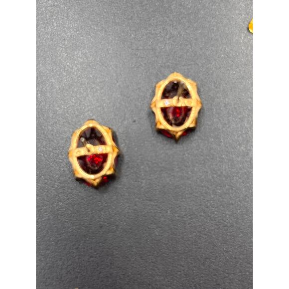 Kate Spade Berry Red Purple Cubic Zirconia Oval Post Earrings - Picture 7 of 12